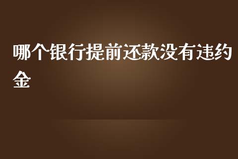 哪个银行提前还款没有违约金_https://wap.ycdhulan.com_金融咨询_第1张