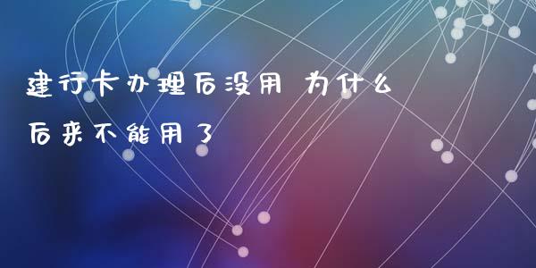 建行卡办理后没用 为什么后来不能用了_https://wap.ycdhulan.com_国际财经_第1张