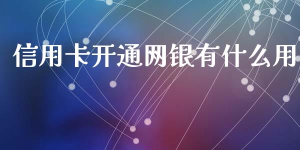 信用卡开通网银有什么用_https://wap.ycdhulan.com_货币市场_第1张