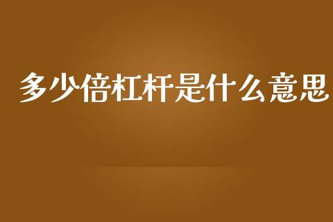 多少倍杠杆是什么意思_https://wap.ycdhulan.com_国际财经_第1张