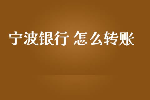 宁波银行 怎么转账_https://wap.ycdhulan.com_货币市场_第1张