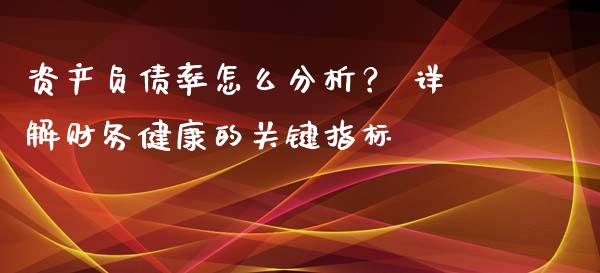 资产负债率怎么分析？ 详解财务健康的关键指标_https://wap.ycdhulan.com_金融咨询_第1张