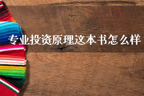 专业投资原理这本书怎么样_https://wap.ycdhulan.com_投资基金_第1张