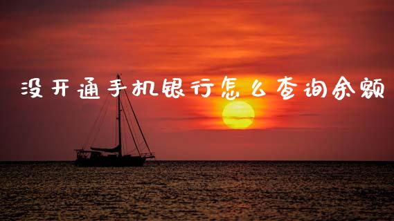 没开通手机银行怎么查询余额_https://wap.ycdhulan.com_货币市场_第1张