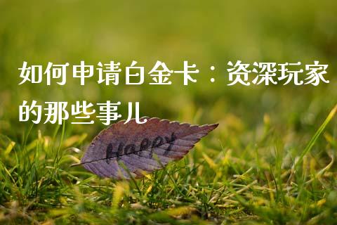 如何申请白金卡：资深玩家的那些事儿_https://wap.ycdhulan.com_金融咨询_第1张