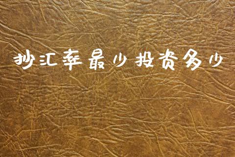 抄汇率最少投资多少_https://wap.ycdhulan.com_投资基金_第1张