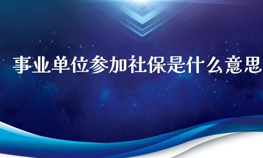 事业单位参加社保是什么意思_https://wap.ycdhulan.com_货币市场_第1张