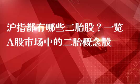 沪指都有哪些二胎股？一览A股市场中的二胎概念股_https://wap.ycdhulan.com_财务投资_第1张