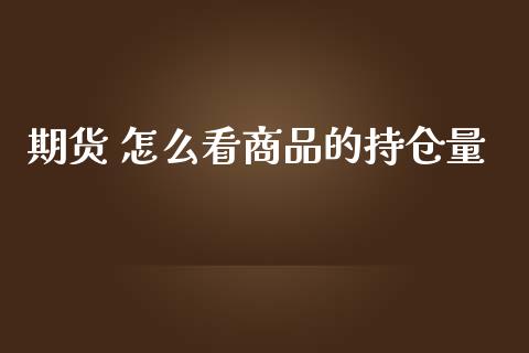 期货 怎么看商品的持仓量_https://wap.ycdhulan.com_财经新闻_第1张