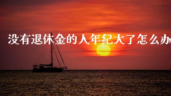 没有退休金的人年纪大了怎么办_https://wap.ycdhulan.com_国际财经_第1张