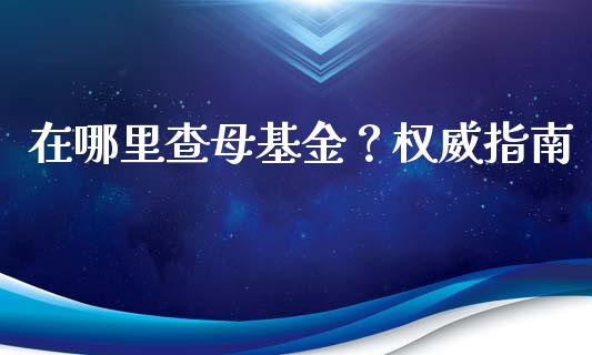 在哪里查母基金？权威指南_https://wap.ycdhulan.com_货币市场_第1张