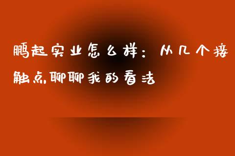 鹏起实业怎么样：从几个接触点聊聊我的看法_https://wap.ycdhulan.com_财务投资_第1张