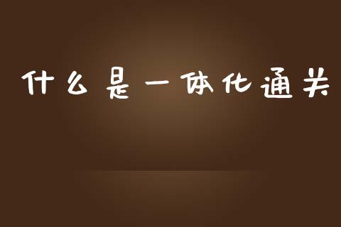 什么是一体化通关_https://wap.ycdhulan.com_财务投资_第1张