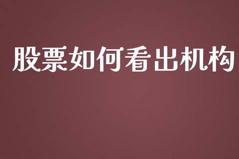 股票如何看出机构_https://wap.ycdhulan.com_金融咨询_第1张