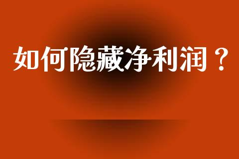 如何隐藏净利润？_https://wap.ycdhulan.com_财经新闻_第1张
