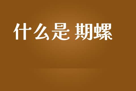 什么是 期螺_https://wap.ycdhulan.com_金融咨询_第1张