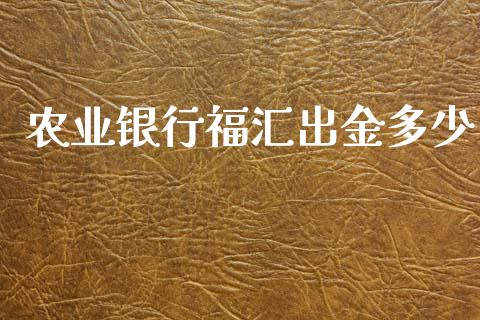 农业银行福汇出金多少_https://wap.ycdhulan.com_财经新闻_第1张