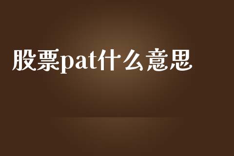 股票pat什么意思_https://wap.ycdhulan.com_国际财经_第1张