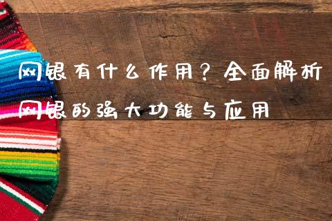 网银有什么作用？全面解析网银的强大功能与应用_https://wap.ycdhulan.com_国际财经_第1张
