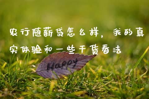 农行随薪贷怎么样，我的真实体验和一些干货看法_https://wap.ycdhulan.com_财经新闻_第1张