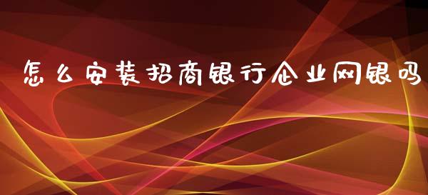 怎么安装招商银行企业网银吗_https://wap.ycdhulan.com_货币市场_第1张