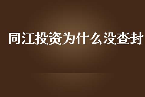 同江投资为什么没查封_https://wap.ycdhulan.com_货币市场_第1张