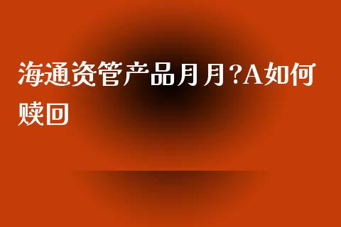 海通资管产品月月?A如何赎回_https://wap.ycdhulan.com_金融咨询_第1张