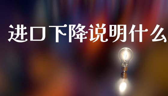 进口下降说明什么_https://wap.ycdhulan.com_财经新闻_第1张