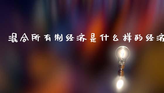 混合所有制经济是什么样的经济_https://wap.ycdhulan.com_金融咨询_第1张