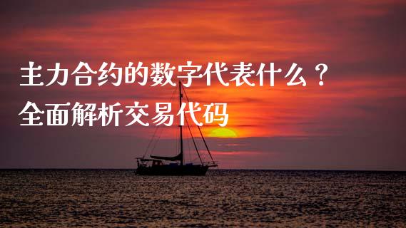 主力合约的数字代表什么？全面解析交易代码_https://wap.ycdhulan.com_投资基金_第1张