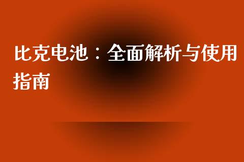 比克电池:全面解析与使用指南_国际财经_第1张_国际财经_财经新闻_财务投资_金融咨询_货币市场_投资基金 比克电池:全面解析与使用指南_https://wap.ycdhulan.com_国际财经_第1张