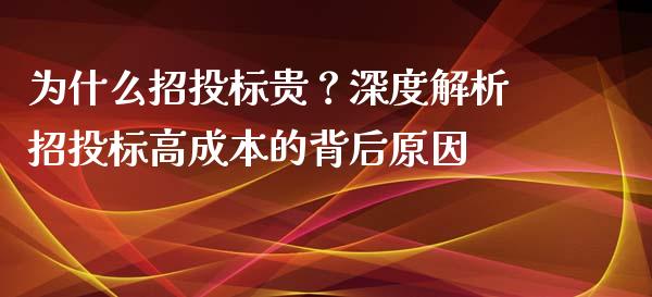 为什么招投标贵？深度解析招投标高成本的背后原因_https://wap.ycdhulan.com_投资基金_第1张