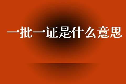 一批一证是什么意思_https://wap.ycdhulan.com_投资基金_第1张