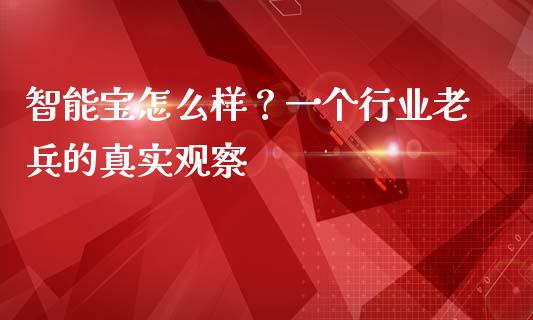 智能宝怎么样？一个行业老兵的真实观察_https://wap.ycdhulan.com_投资基金_第1张