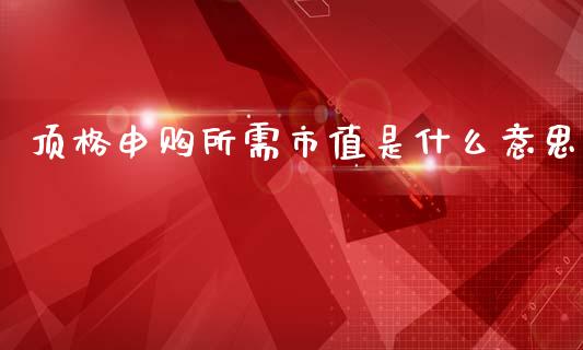 顶格申购所需市值是什么意思_https://wap.ycdhulan.com_货币市场_第1张
