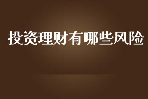 投资理财有哪些风险_https://wap.ycdhulan.com_金融咨询_第1张