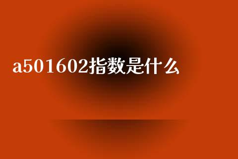 a501602指数是什么_https://wap.ycdhulan.com_财务投资_第1张