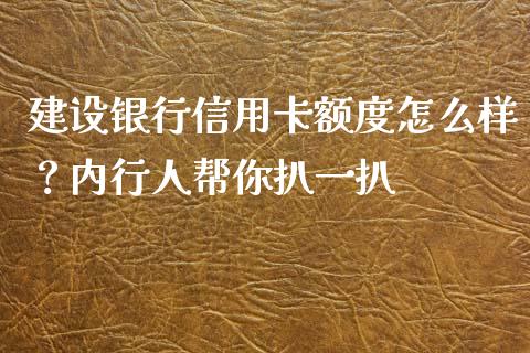 建设银行信用卡额度怎么样？内行人帮你扒一扒_https://wap.ycdhulan.com_投资基金_第1张