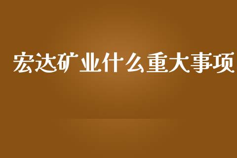 宏达矿业什么重大事项_https://wap.ycdhulan.com_财经新闻_第1张