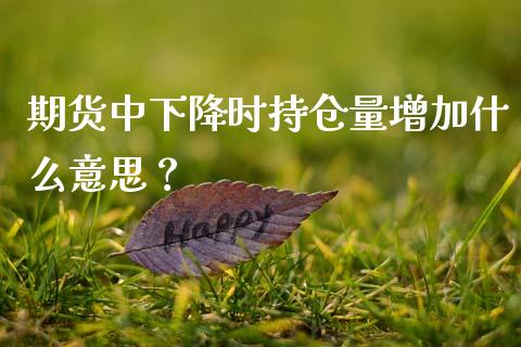 期货中下降时持仓量增加什么意思？_https://wap.ycdhulan.com_投资基金_第1张