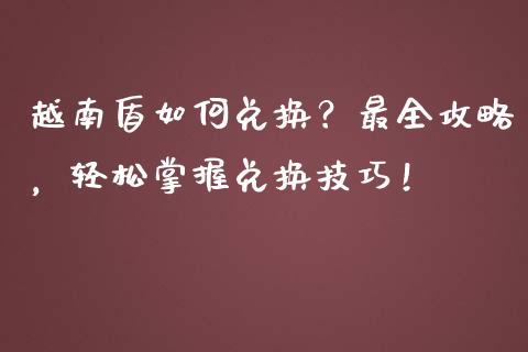 越南盾如何兑换？最全攻略，轻松掌握兑换技巧！_https://wap.ycdhulan.com_财务投资_第1张