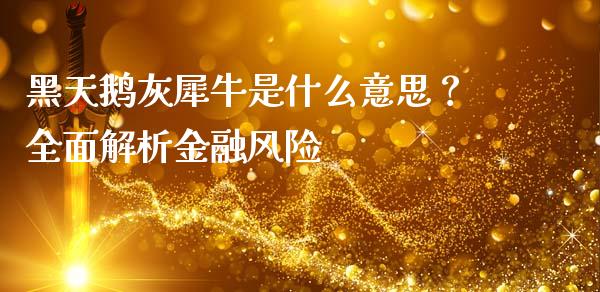 黑天鹅灰犀牛是什么意思?全面解析金融风险_金融咨询_第1张_国际财经_财经新闻_财务投资_金融咨询_货币市场_投资基金 黑天鹅灰犀牛是什么意思?全面解析金融风险_https://wap.ycdhulan.com_金融咨询_第1张