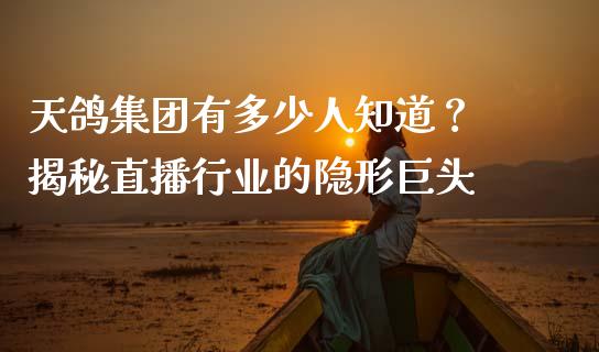 天鸽集团有多少人知道？ 揭秘直播行业的隐形巨头_https://wap.ycdhulan.com_财务投资_第1张