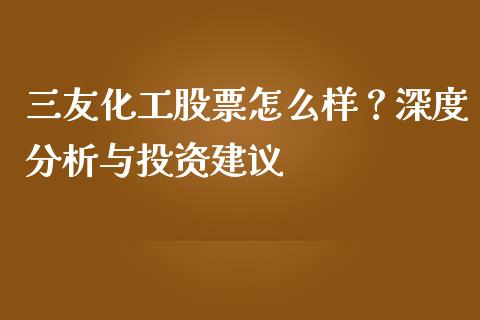 三友化工股票怎么样？深度分析与投资建议_https://wap.ycdhulan.com_投资基金_第1张