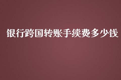 银行跨国转账手续费多少钱_https://wap.ycdhulan.com_财经新闻_第1张
