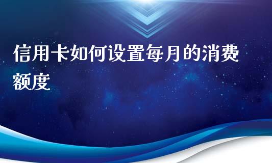 信用卡如何设置每月的消费额度_https://wap.ycdhulan.com_国际财经_第1张