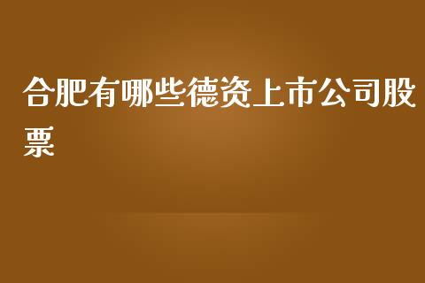 合肥有哪些德资上市公司股票_https://wap.ycdhulan.com_财务投资_第1张