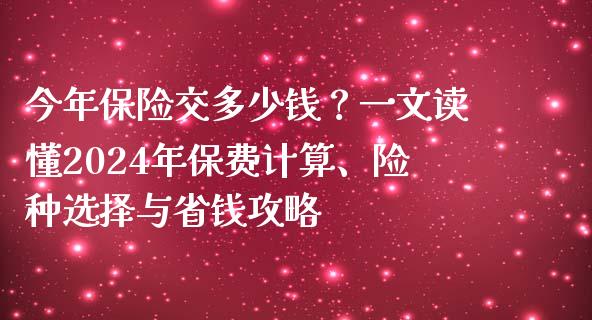 今年保险交多少钱？一文读懂2024年保费计算、险种选择与省钱攻略_https://wap.ycdhulan.com_国际财经_第1张