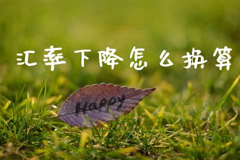 汇率下降怎么换算_https://wap.ycdhulan.com_财务投资_第1张
