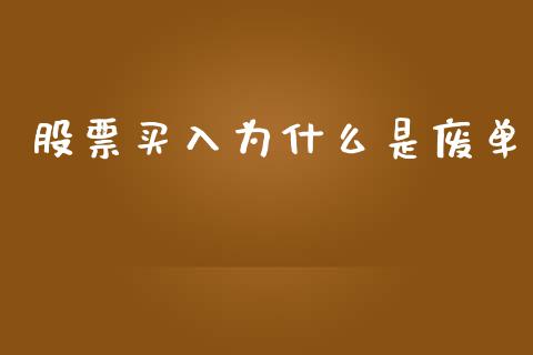 股票买入为什么是废单_https://wap.ycdhulan.com_国际财经_第1张